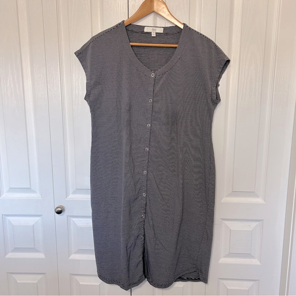 Ripe Maternity Black & White Striped Button-Front Maternity Nightdress